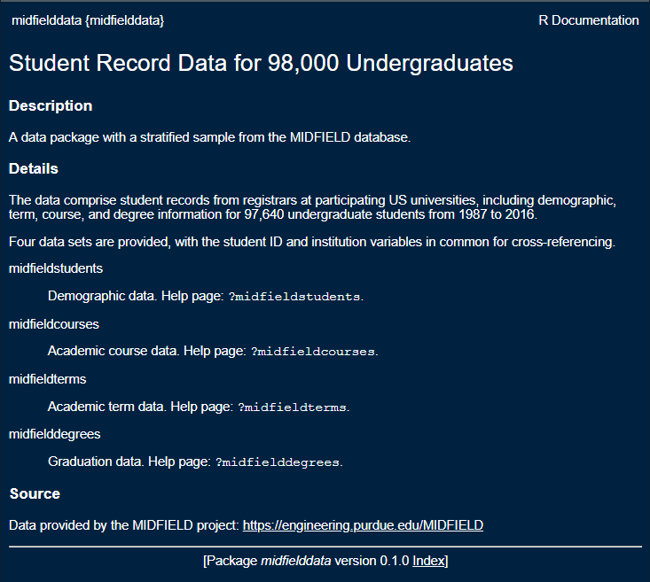 midfielddata help page