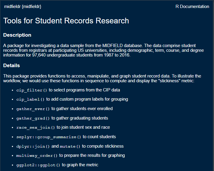 midfieldr help page