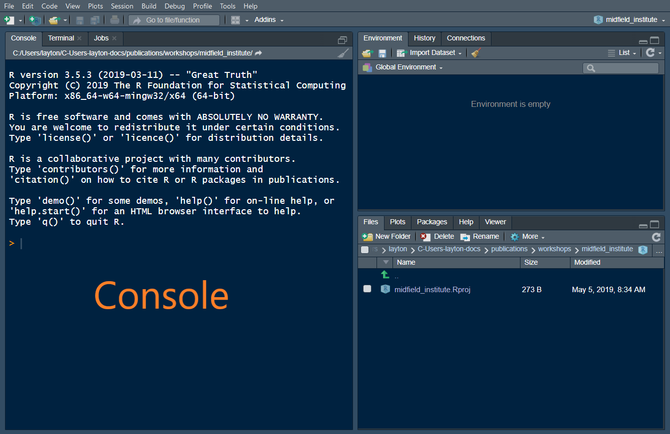 rstudio console pane