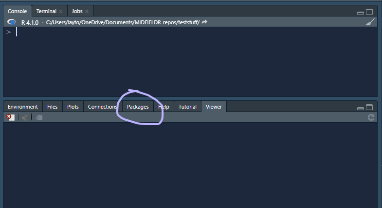 rstudio packages pane